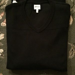 Armani Collezioni Long Sleeve Black V neck Sweater